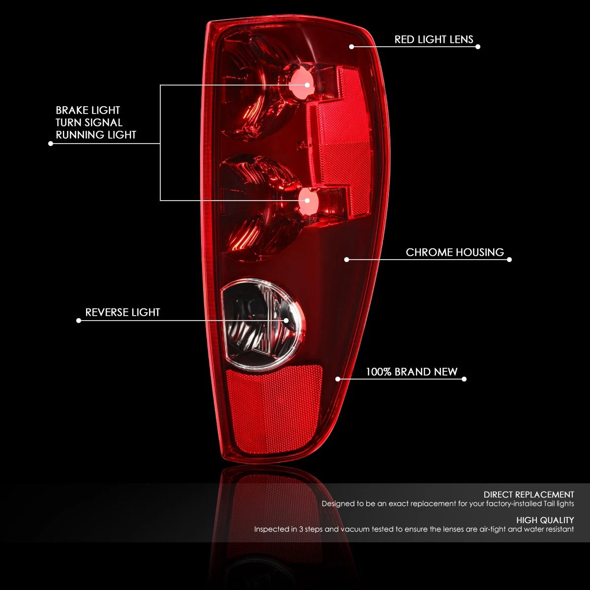 Right Passenger Tail Brake Light Reverse Lamp Chrome for Colorado Canyon (2004–2012)