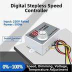 Digital Display AC Motor Controller 220V Speed Dimmer 1% Accuracy