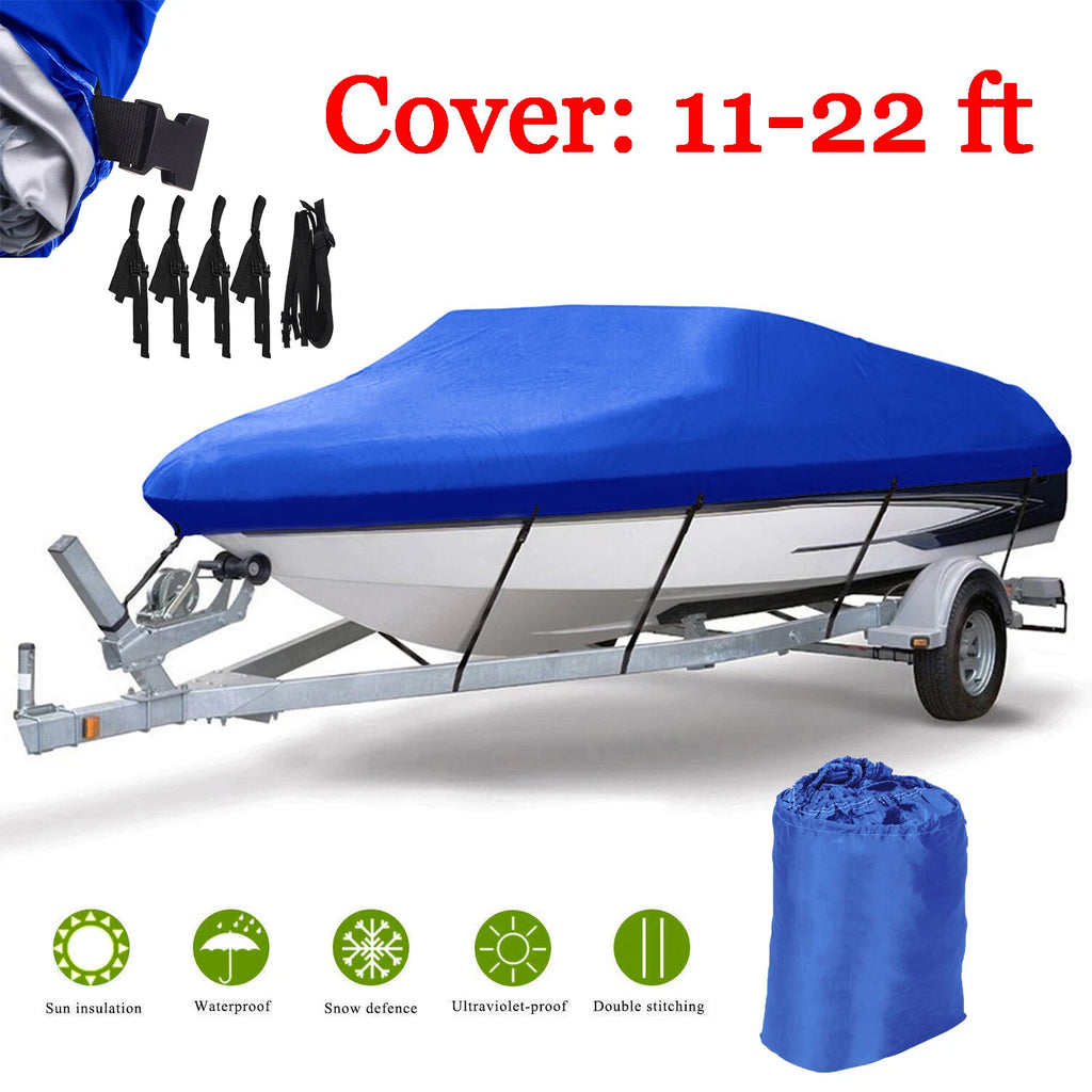 1X Marine Grade V/Tri-Hull Boat Cover for Runabout (Trailerable, Waterproof)