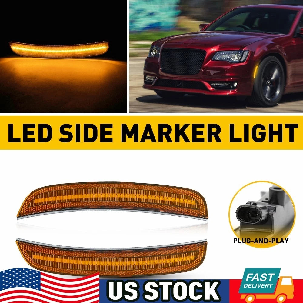 2X Amber LED Marker Side Lamps for Chrysler 300 (2015–2023)