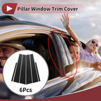 Set of 6 Door Pillar Window Trim for KIA Rio (2006–2011) Black Carbon Fiber