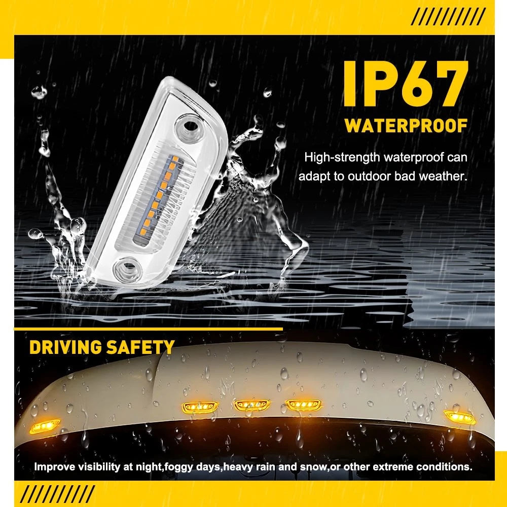 5X Clear Amber 9 LED Cab Top Roof Marker Lights for Kenworth T680, Peterbilt 579 (2017–2023)