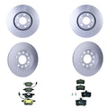 Hella Front Rear Rotors Disc Brake Pad Kit for Audi A4 A4 Quattro Cabriolet (1996–2009)