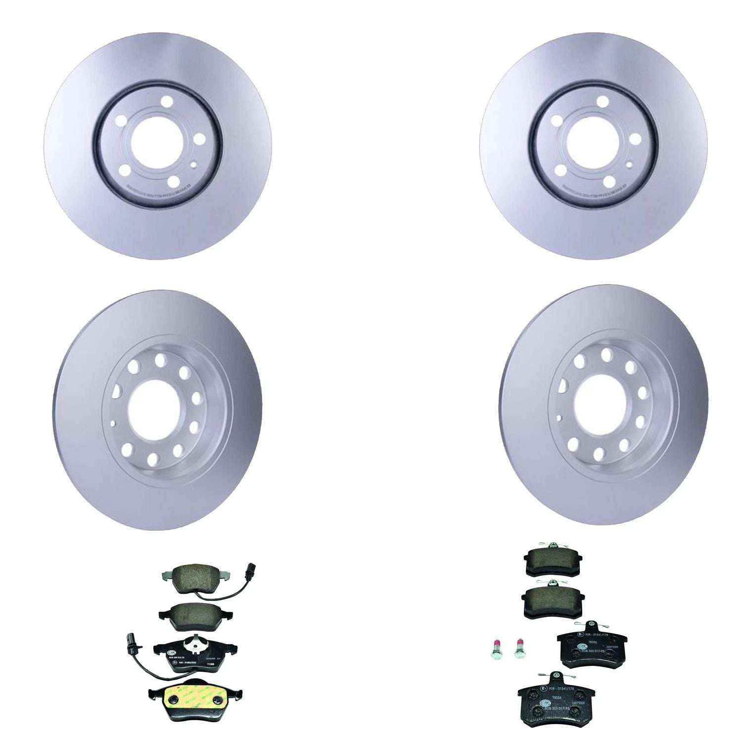 Hella Front Rear Rotors Disc Brake Pad Kit for Audi A4 A4 Quattro Cabriolet (1996–2009)