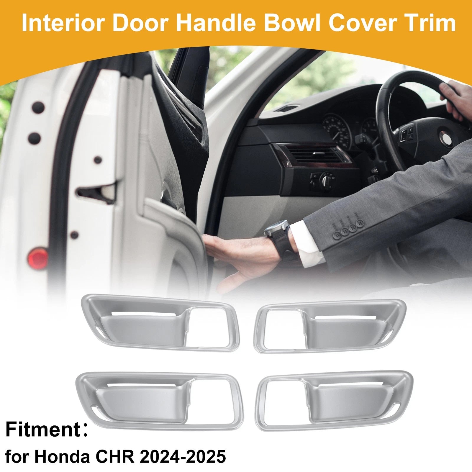 Interior Door Handle Bowl Cover Trim for Honda CHR (2024–2025) Silver Tone