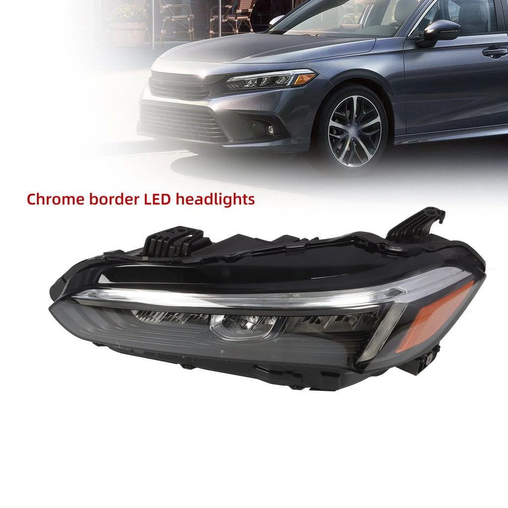 LED Front Headlight Assembly Left Chrome for Honda Civic Sedan (2022–2024)