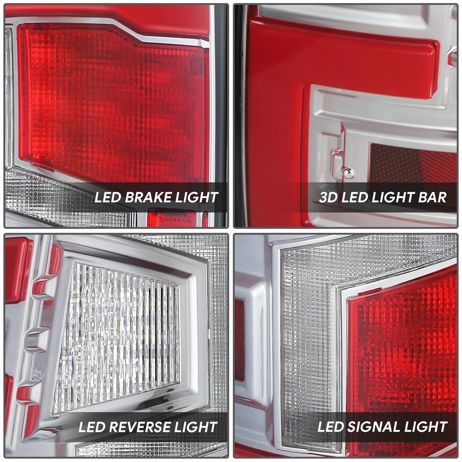 Chrome Red Full LED Light Bar Projector Tail Light Assembly for Ram 1500 (2019–2024)