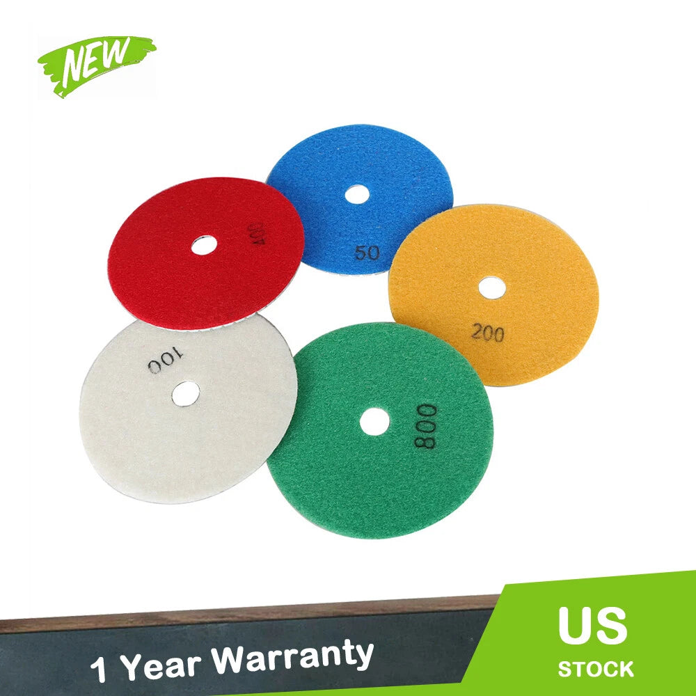 Set of 5 Inch Diamond Concrete Polishing Pads for Quartz Marble Stone