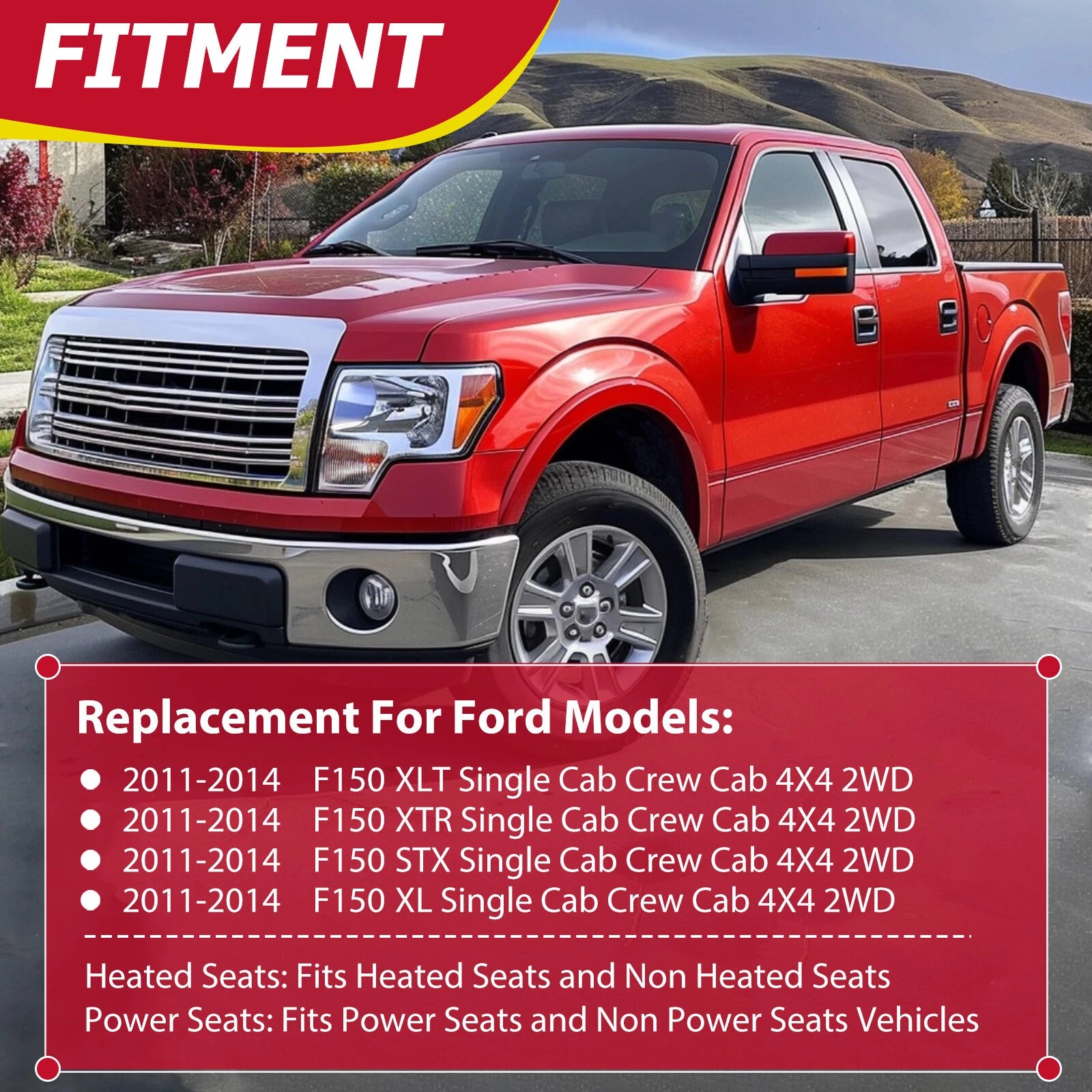 Seat Cover for Ford F150 XLT (2011–2014) Gray Fabric Cloth