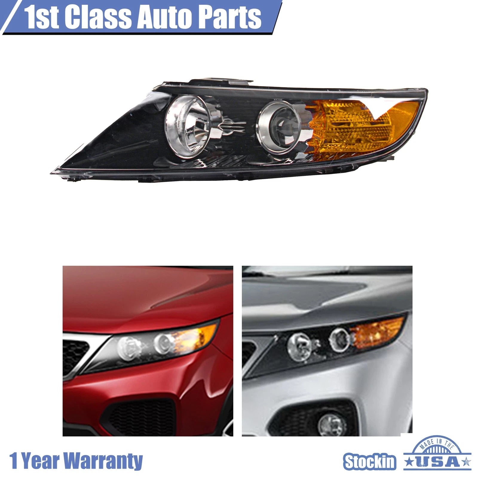 Headlight Assembly for Kia Sorento (2011–2013) Left Clear Lens KI2502143