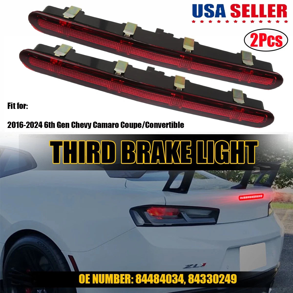 2X Red LED 3rd Brake Light for Chevy Camaro (2016–2023) 84330249