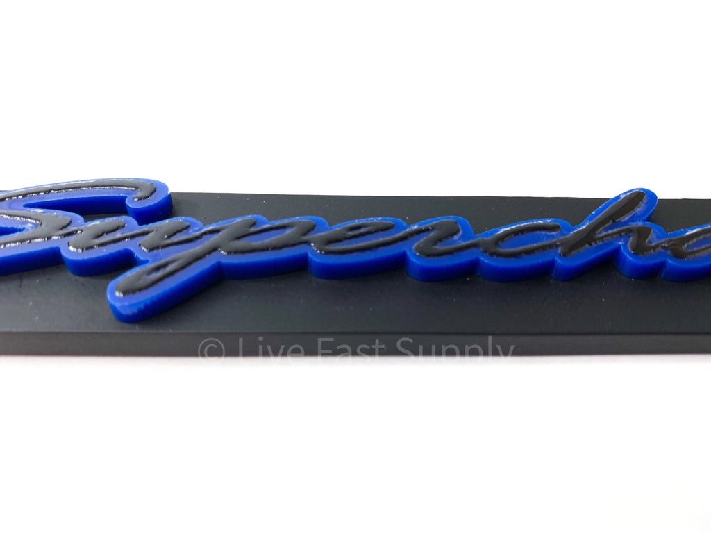 Matte Black Premium License Plate Frame w Blue Outline for Universal Vehicles