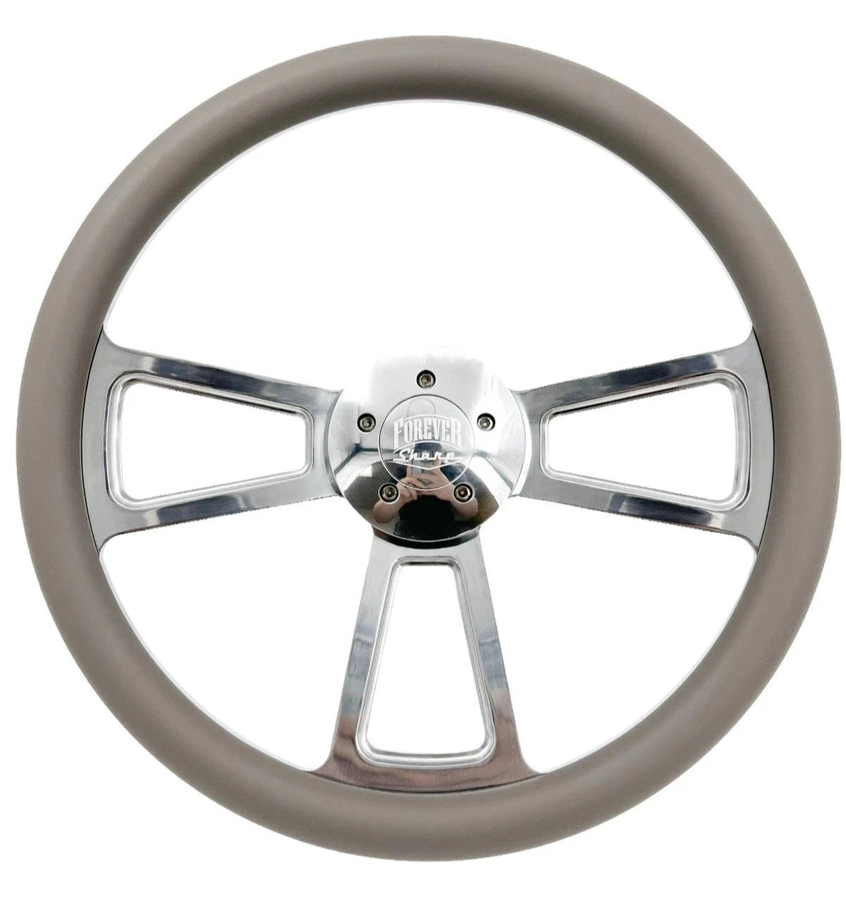 Polished 5 Hole Steering Wheel 18 Inch Gray for Peterbilt Kenworth Freightliner (1998–2024)