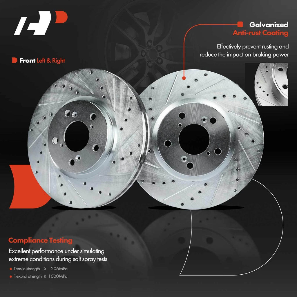 Front Drilled Brake Rotors & Ceramic Pads for Honda Ridgeline (2006–2011)