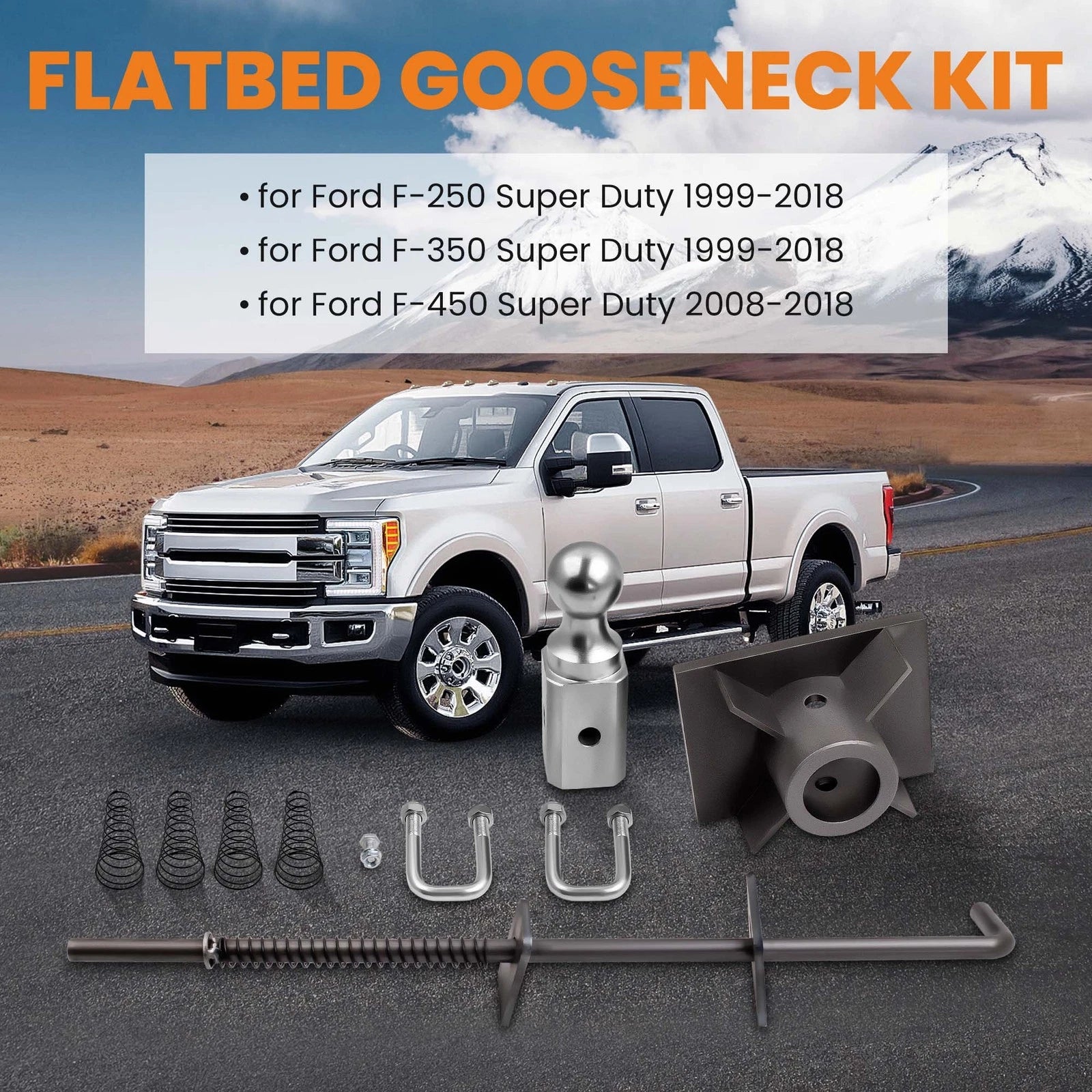 Gooseneck Trailer Hitch & 2-5/16" Ball for Universal Flatbed (30,000 lbs)