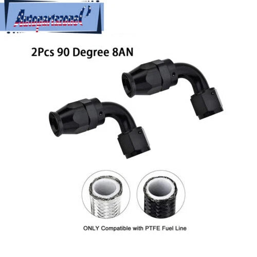 2Pcs 90° Swivel Hose Line End Fitting Adaptor for AN8 (Fuel Oil)