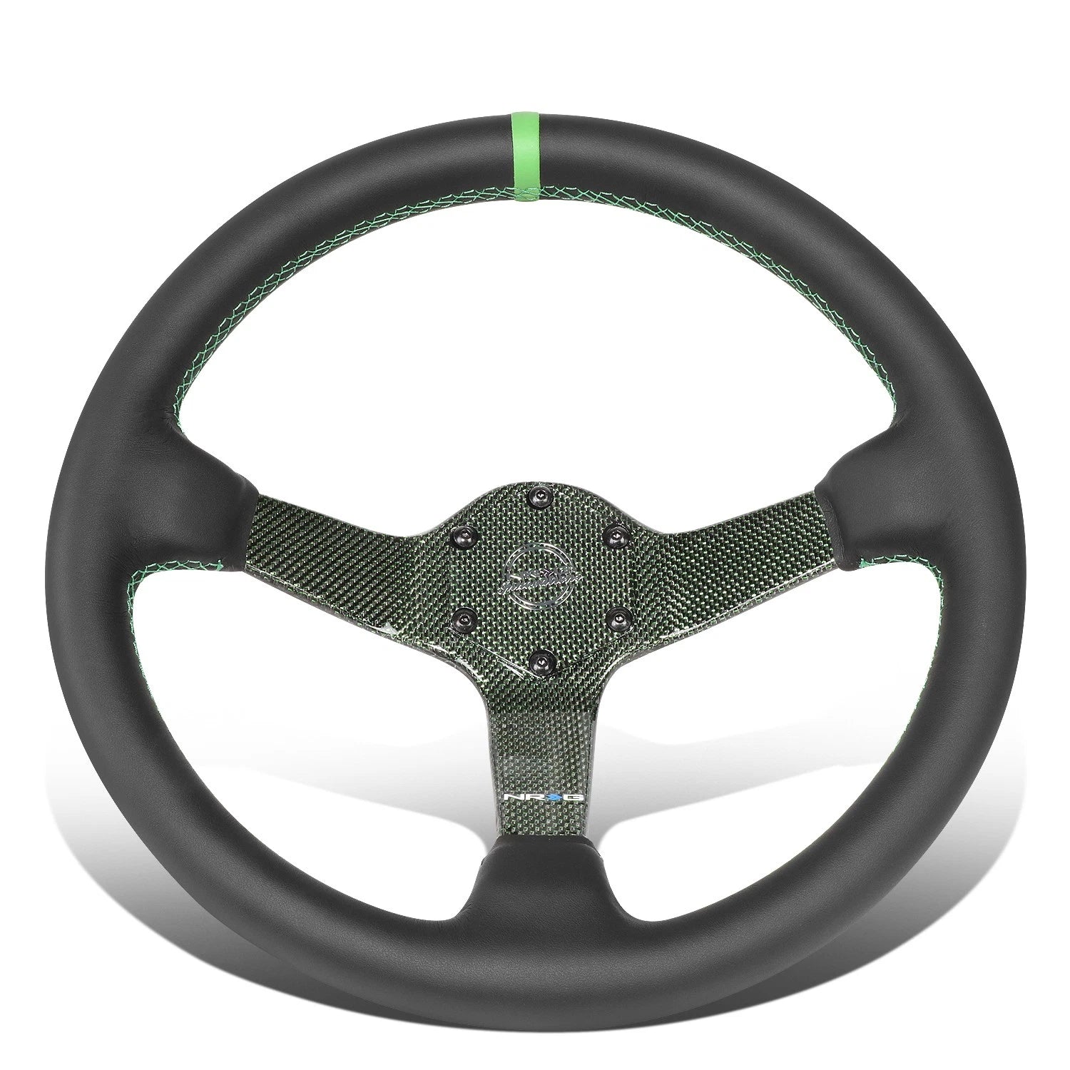 NRG RST-036CF-GN 350mm 3" Depth Carbon Fiber Racing Steering Wheel for Universal