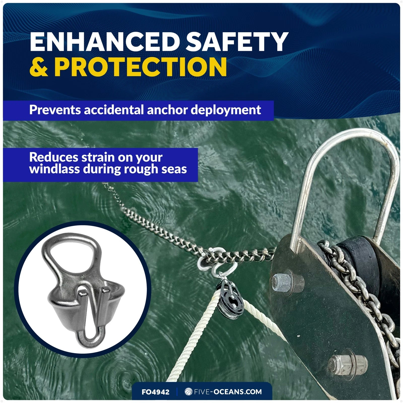 Boat Anchor Chain Lock for Marine-Grade Chains (Fits 3/8" - 1/2")