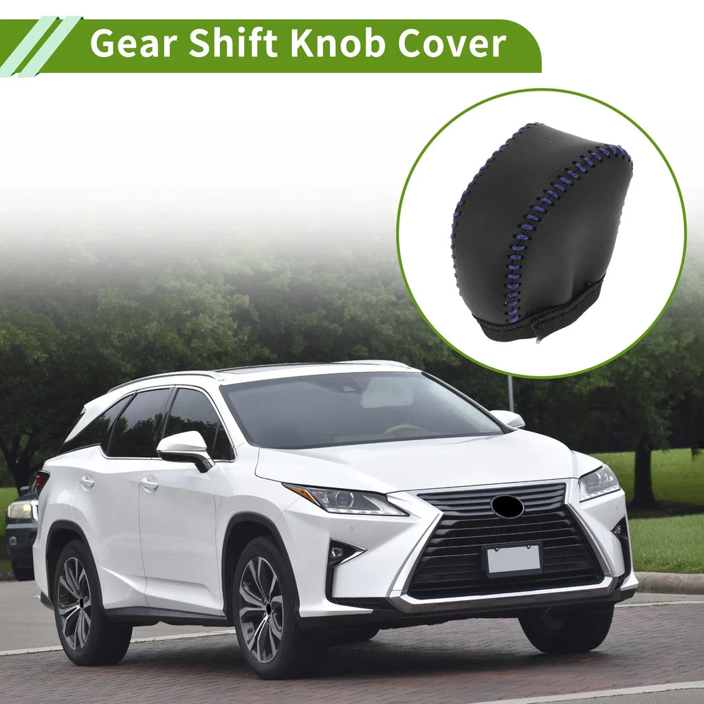 Lexus NX250 Gear Shift Knob Cover 2 x Black Blue Faux Leather (2022-2023)