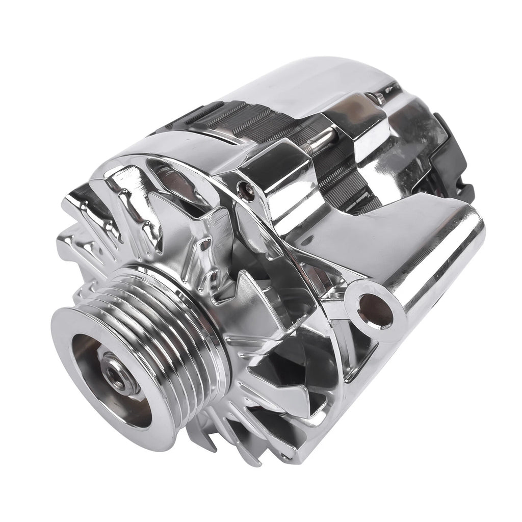 Chrome Alternator CS130 Style 12V 160 AMP for GM Chevy SBC BBC (A1006C, ES1006C)