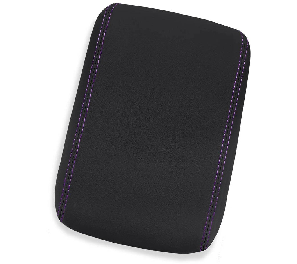 Leather Console Lid Armrest Cover for Honda CR-V (2017–2021) Purple Stitch