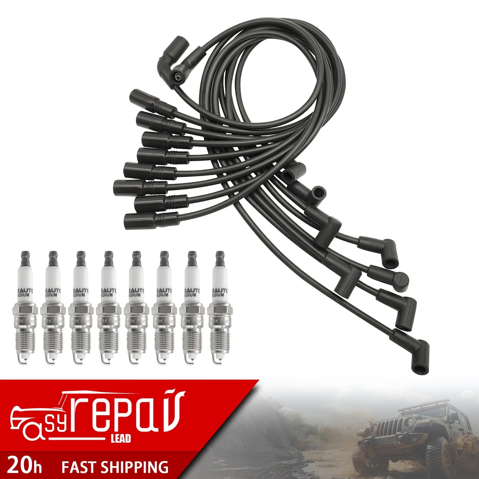 Ignition Wires + Iridium Spark Plugs for Chevy GMC C1500 C2500 C3500 (1994–1995)