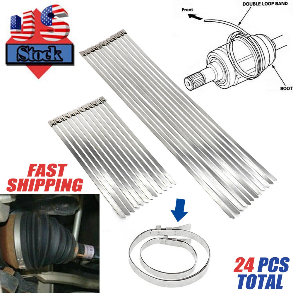 24pc Band & Buckle Clamps Kit for ATV CV Joint Half Shaft Boot
