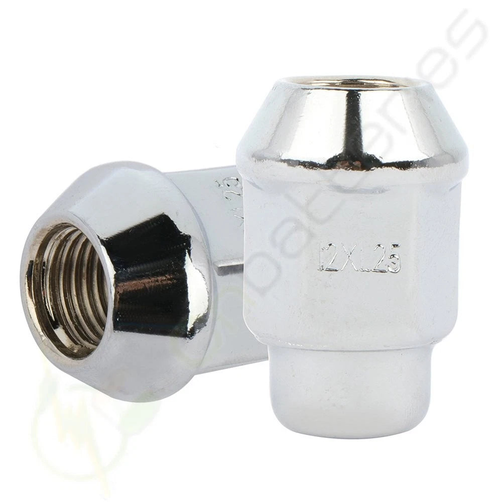 24 Chrome M12x1.25 19mm Hex Bulge Lug Nuts for Infiniti Nissan (Fits Various)