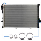 Radiator for BMW 525i, 528i (2001–2005) with Universal Hose Clamps