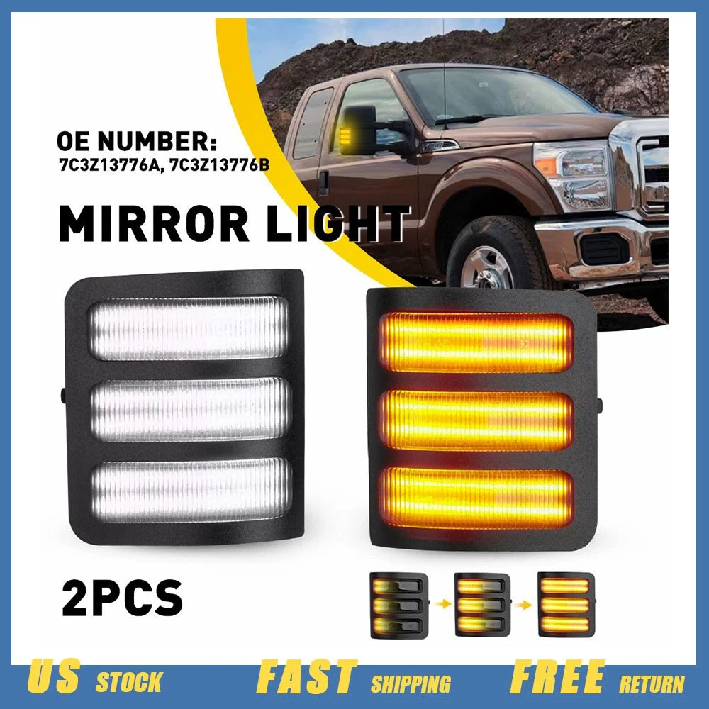 Dynamic LED Side Tow Mirror Light Turn Signal for Ford F250-F550 (2008–2016)