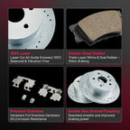 Ceramic Brake Pads and Drilled Rotors for Lexus ES350 (2007-2012) Rear
