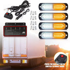 4X 12-LED Strobe Light Bar for Car Truck Amber/White