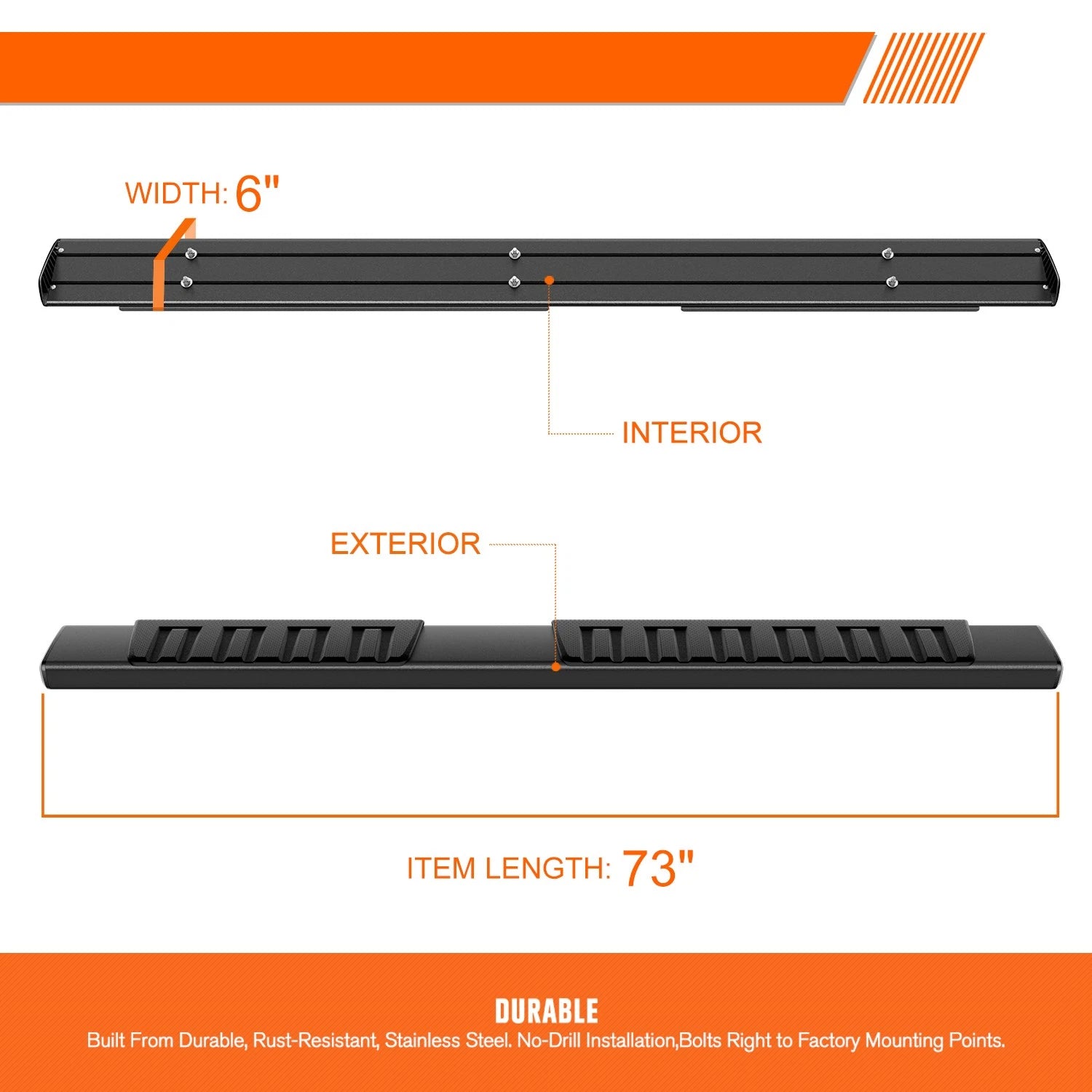 Set of 2 Aluminum Running Boards for Silverado/Sierra Extended Cab (2007–2019)