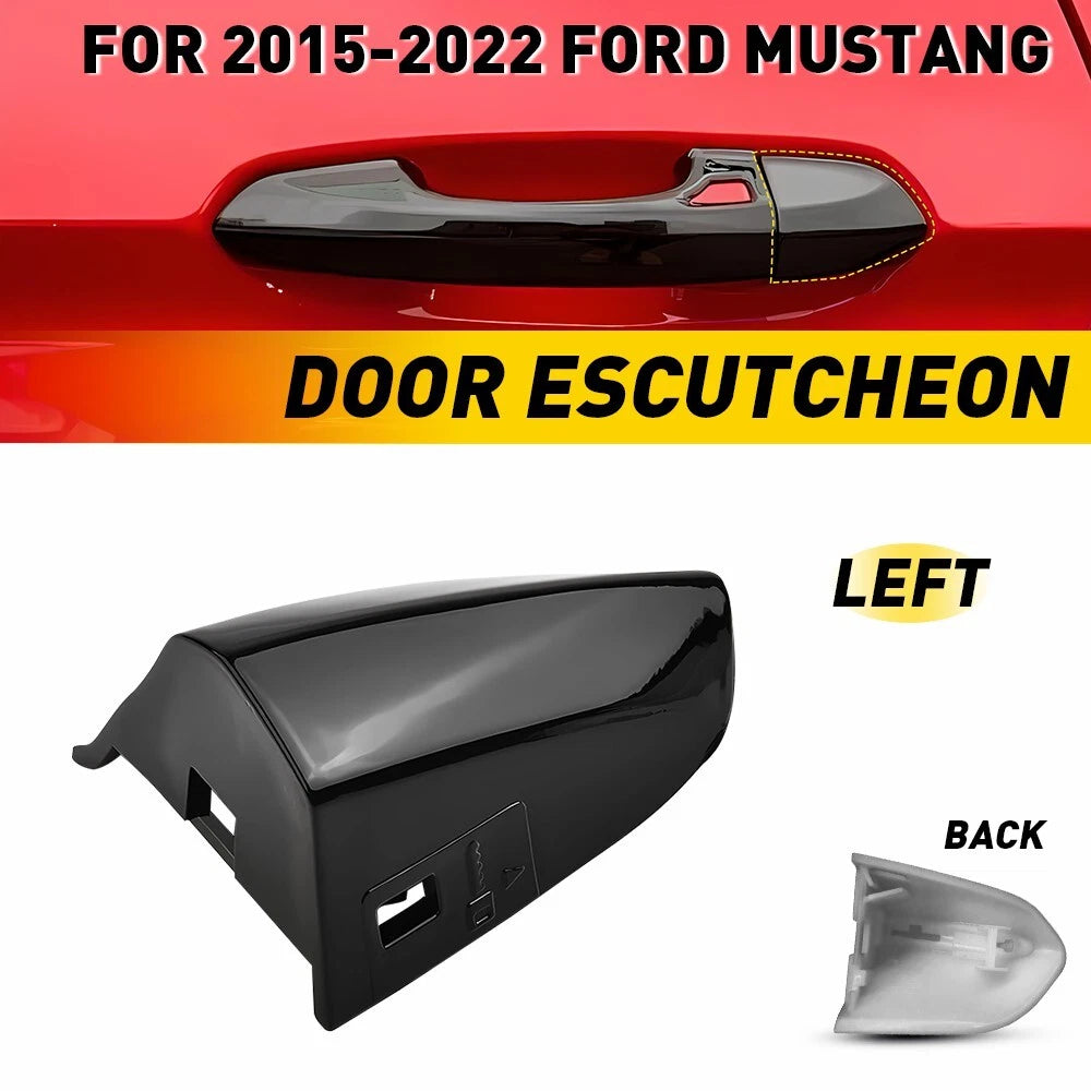 Front Left Door Handle Key Cap Cover Bezel Black for Ford Mustang (2015–2022)