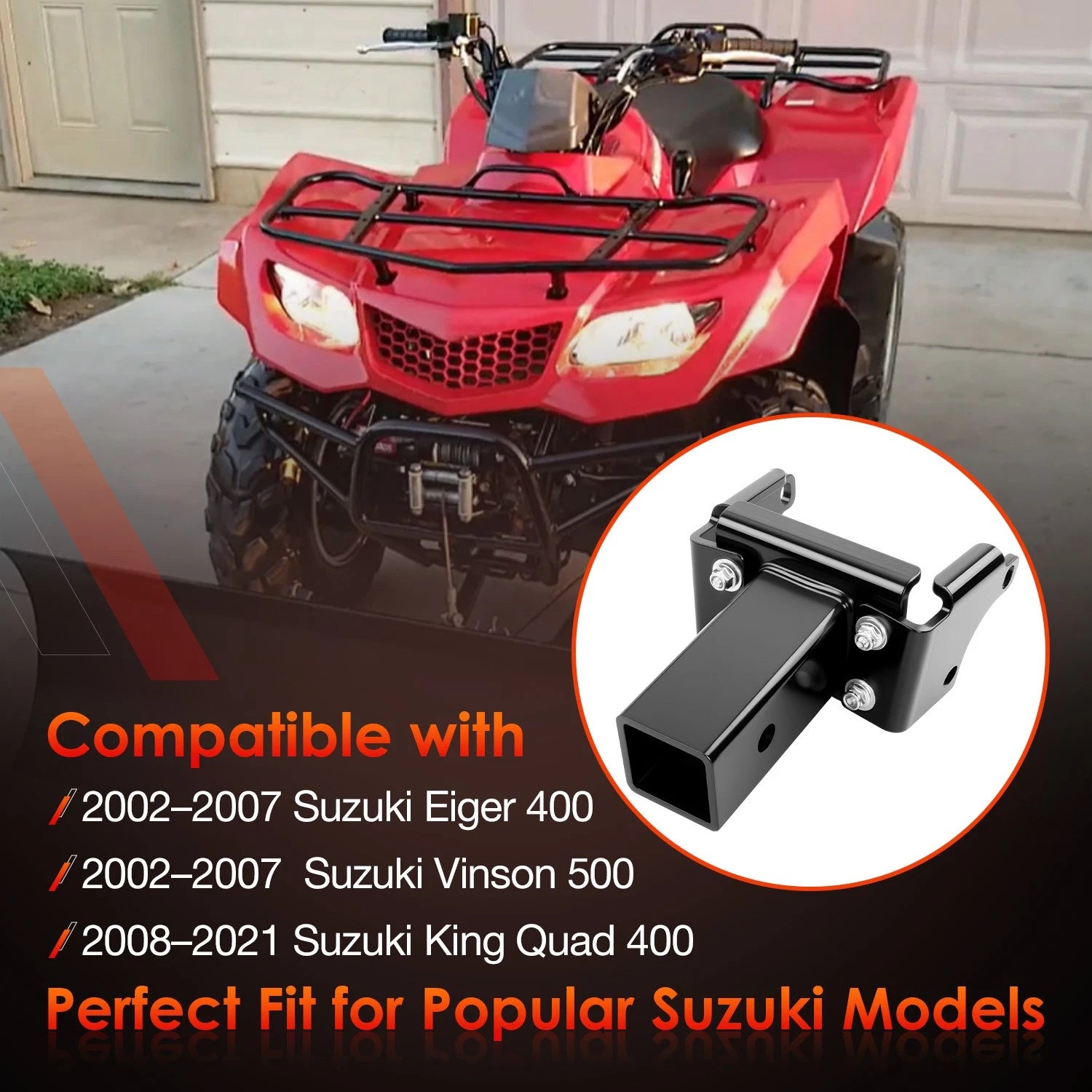 2" Receiver Hitch 85180 for Suzuki Eiger 400, Vinson 500, King Quad 400 (2002–2021)