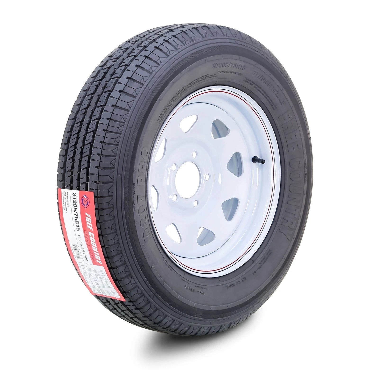 ST205/75R15 10-Ply Trailer Tire & Wheel Set of 2 with 5x5" White Spoke Rim