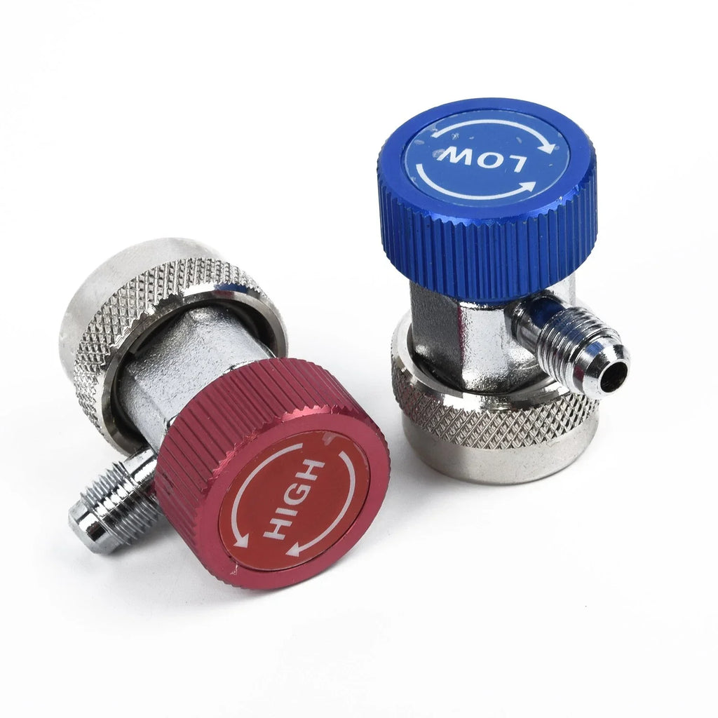 2 x Quick Coupler Adapter Valve Manifold Connector 1/4" High/Low for A/C R134A