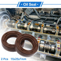 Set of 2 Oil Seal Rotary Shaft Seal FKM Rubber 15x25x7mm