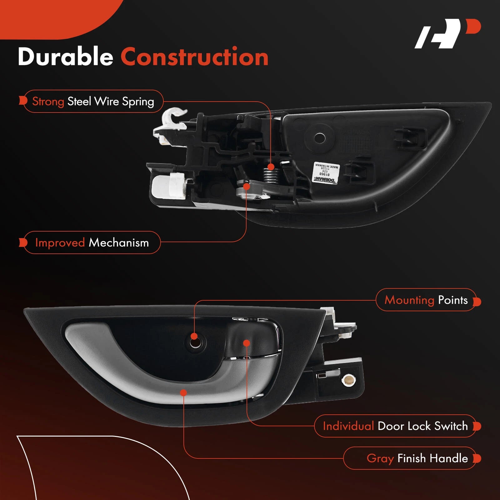 Passenger Interior Door Handle for Honda Fit (2011-2013) Gray Plastic