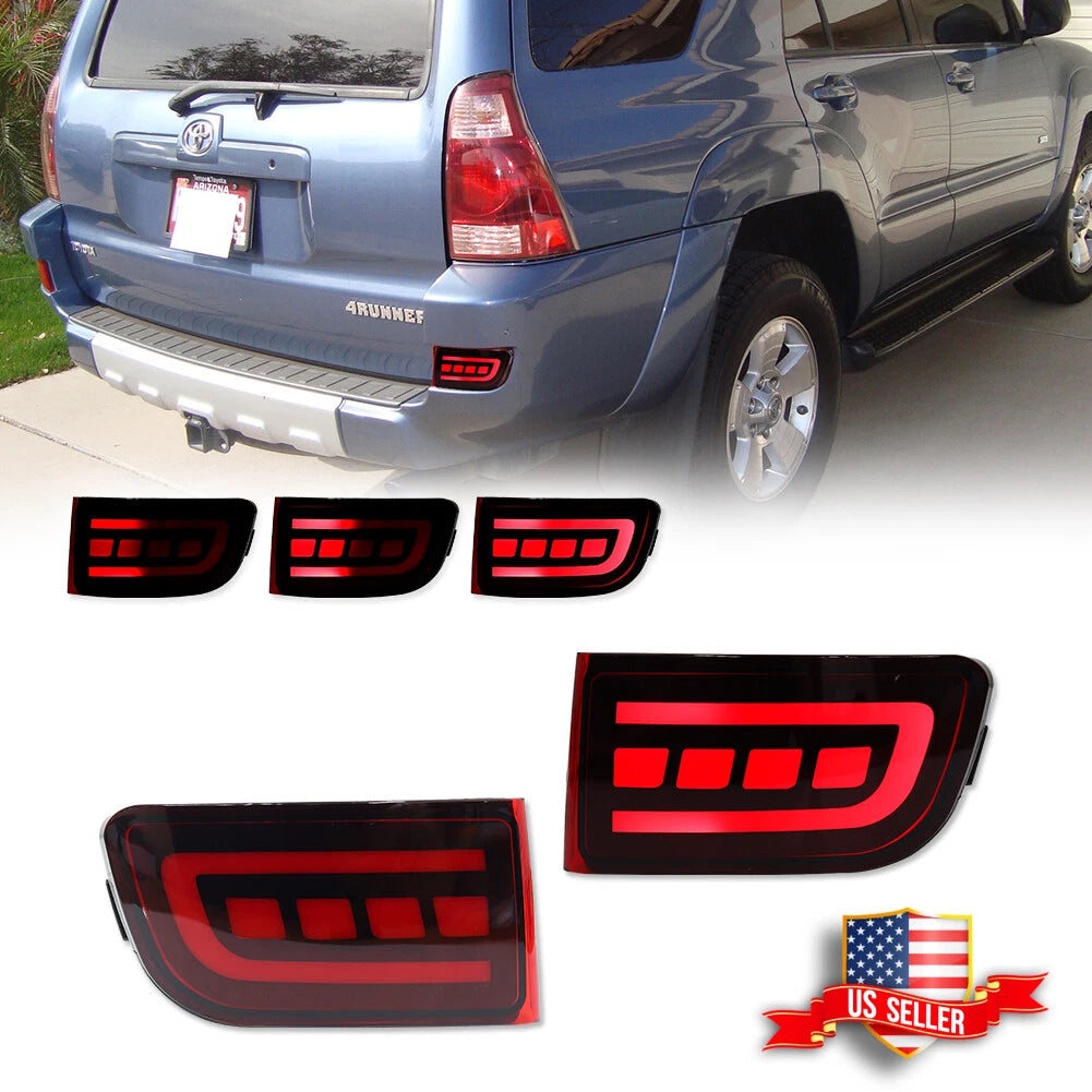 2X Red Lens LED Lower Bumper Reflector Lights for Toyota 4Runner (2003–2005)