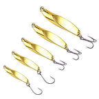 Spinner Bait Lure Set of 4 (1.8cm, 2cm, 4.7cm, 5.3cm, 6.1cm) Silver Gold Finish