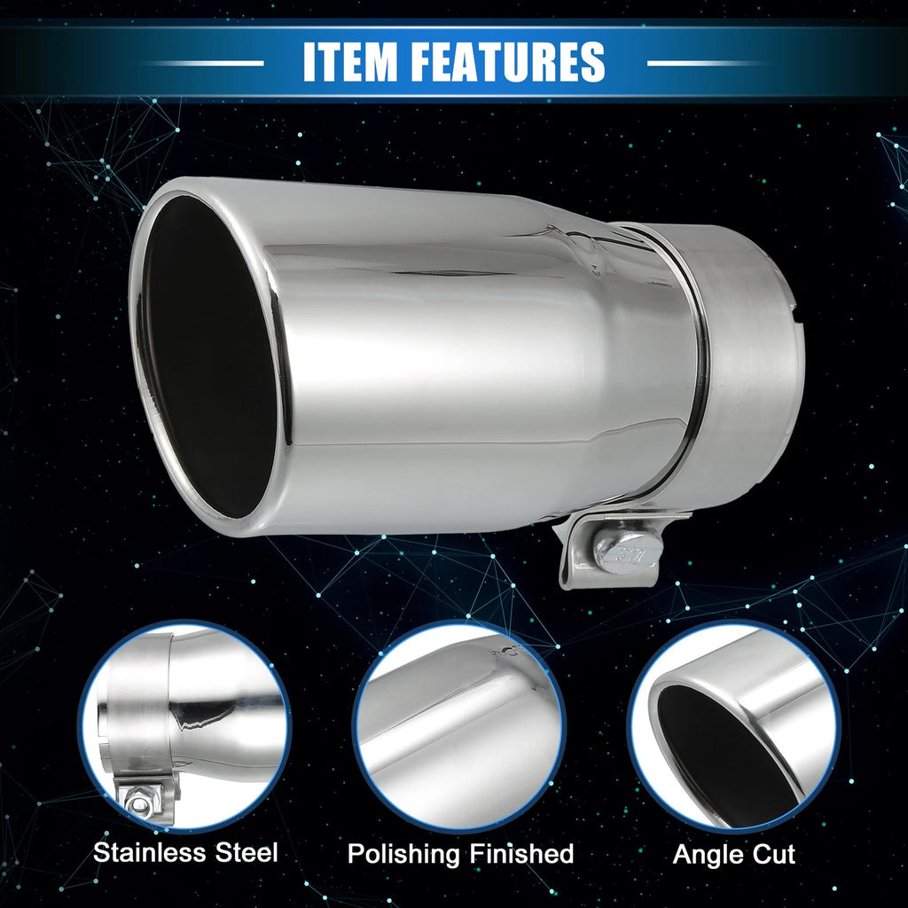 2.8" Inlet Exhaust Tip for Toyota Tacoma (2005–2023) Silver Tone