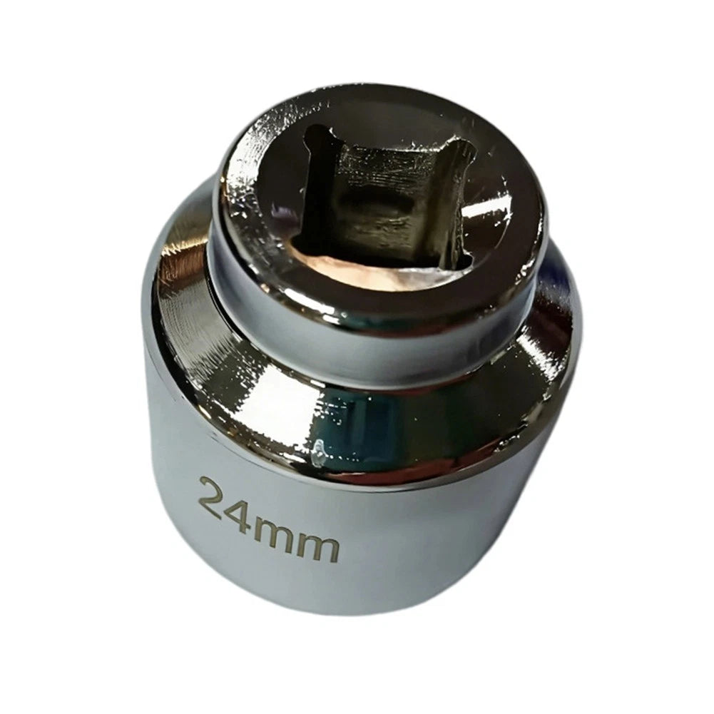 24mm Oil Filter Wrench Socket for Chrome Vanadium 6-Point Cap Removal Tool