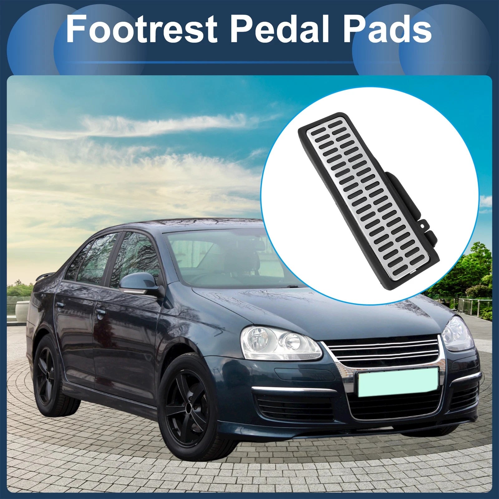 1 Pc Footrest Pedal Cover for Volkswagen Jetta  Silver Tone