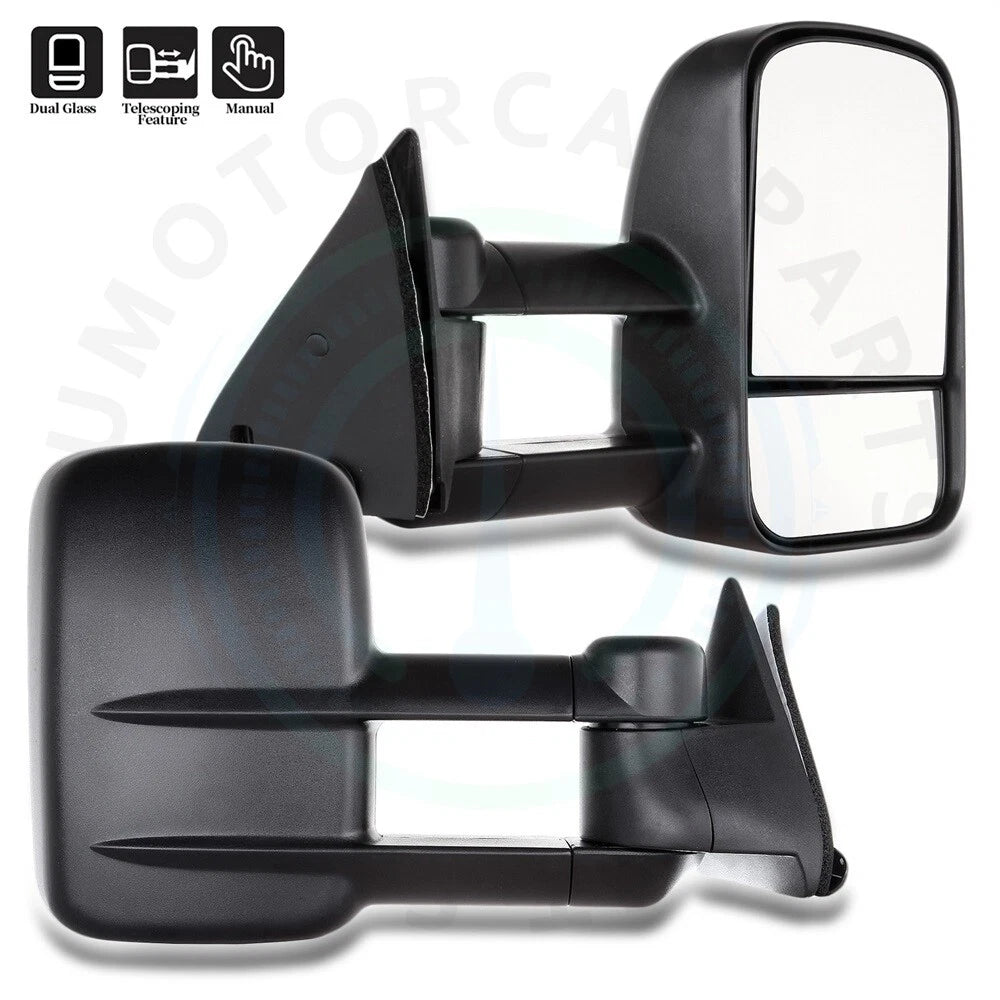 2X Manual Tow Side Mirrors for Chevy GMC C/K 1500 2500 3500 (1988–1998)