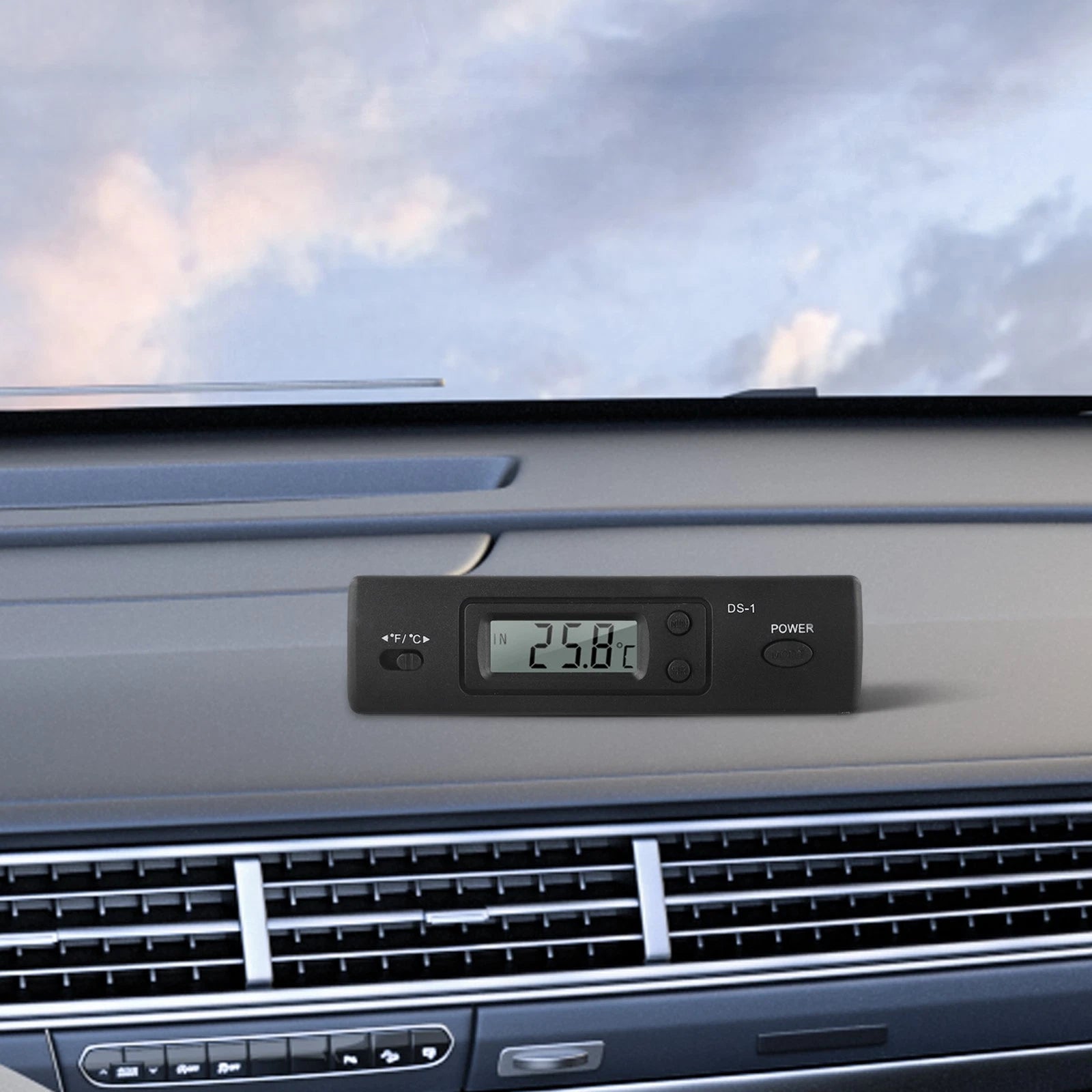 Car Thermometer for Indoor and Outdoor Use (12.543.5cm) Black LCD