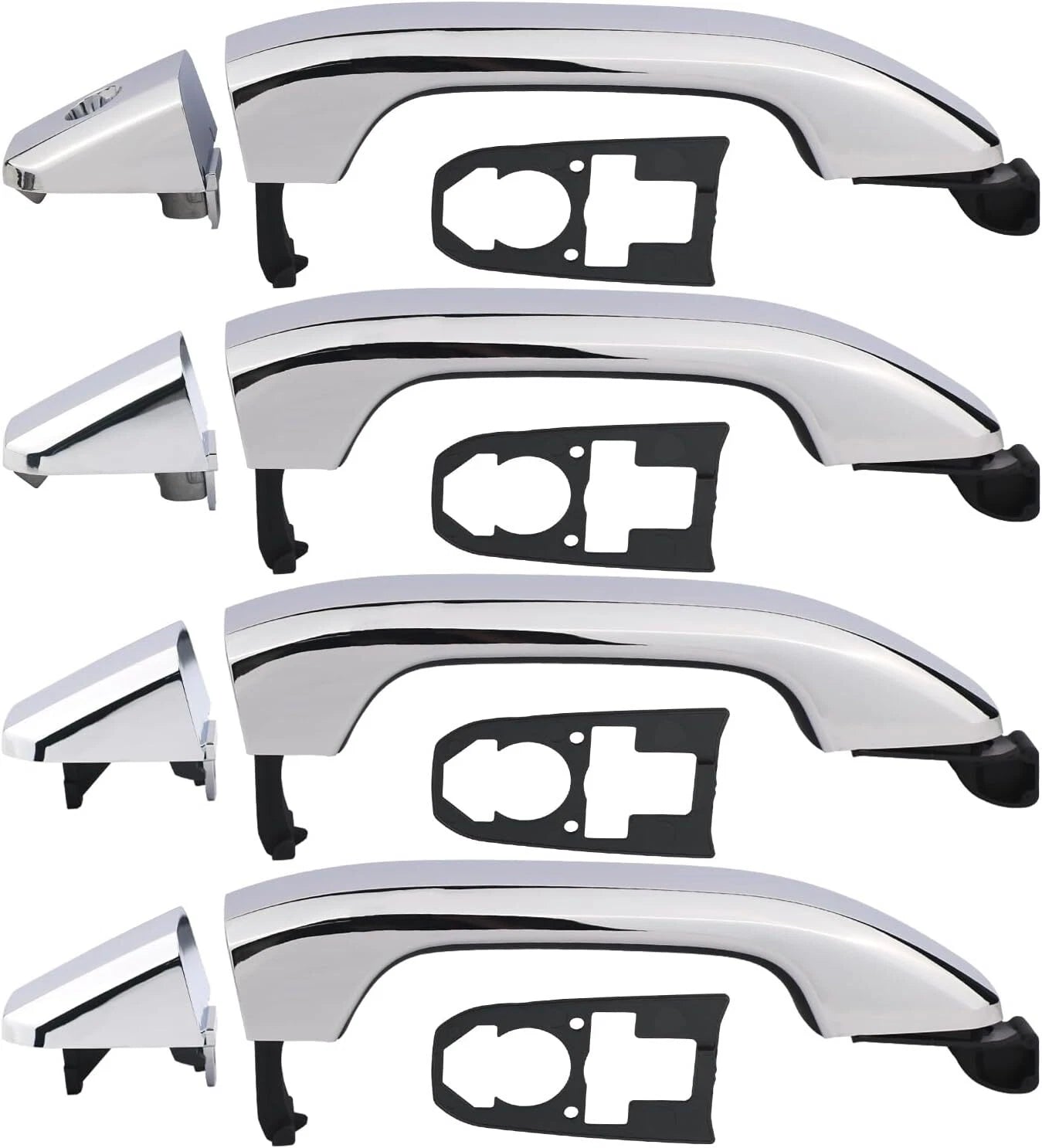 Set of 4 Chrome Exterior Door Handles for Chevrolet Silverado 1500 (2014–2017)