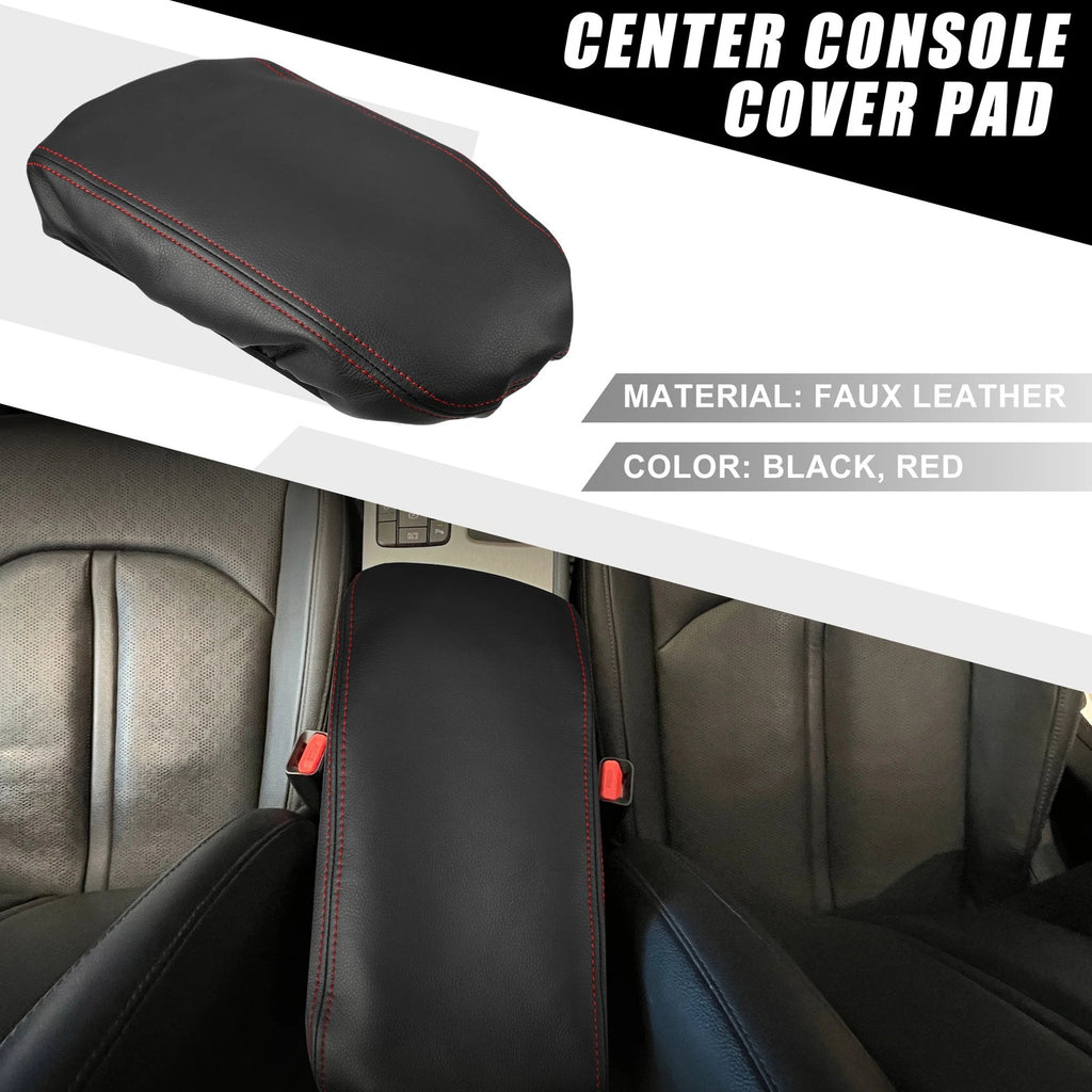 Center Console Seat Armrest Cover for Kia Optima (2016–2020) Black Red Stitches