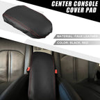 Center Console Seat Armrest Cover for Kia Optima (2016–2020) Black Red Stitches