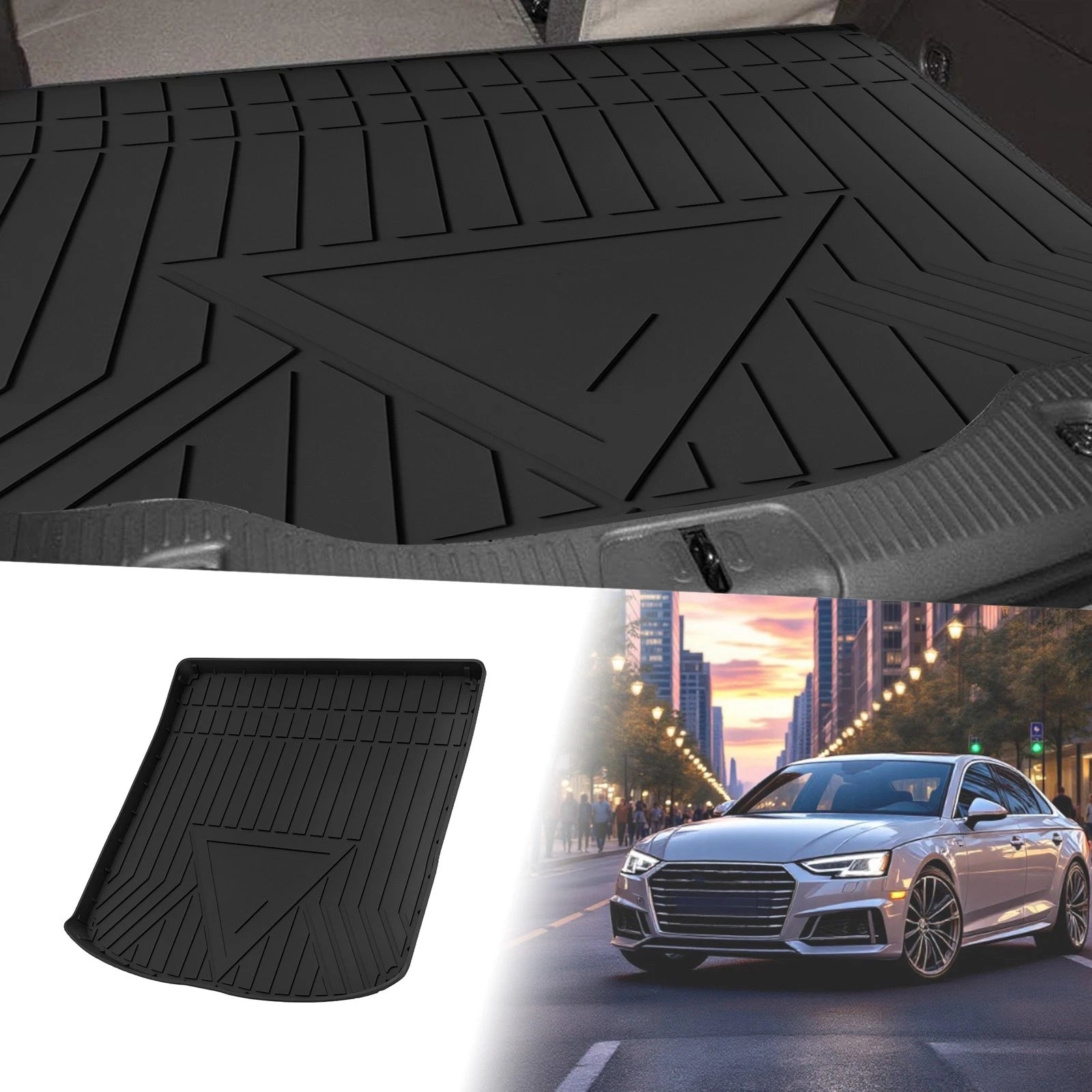 Flat Face Cargo Liner Rear Trunk Mat for Audi A4 S4 (2017–2024) TPE 1 Pc